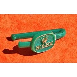 Rolex Vintage Goodie accroche, présentoir bracelet vert plastique signé ROLEX