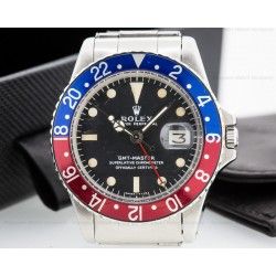 ☆EXQUISITE ROLEX MINI TRITIUM RED HAND TIME 24H GMT MASTER WATCH 6542 BAKELITE, 1675 PCG, 1675 CORNINO 60'S☆