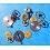 Lot Fourniture horlogère montres roues, pignons, axe de calibres, mouvements montres