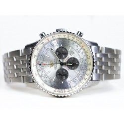 Breitling authentique Cadran Argent, Gris Navitimer 50th Anniversaire ref A41322 Cal Valjoux