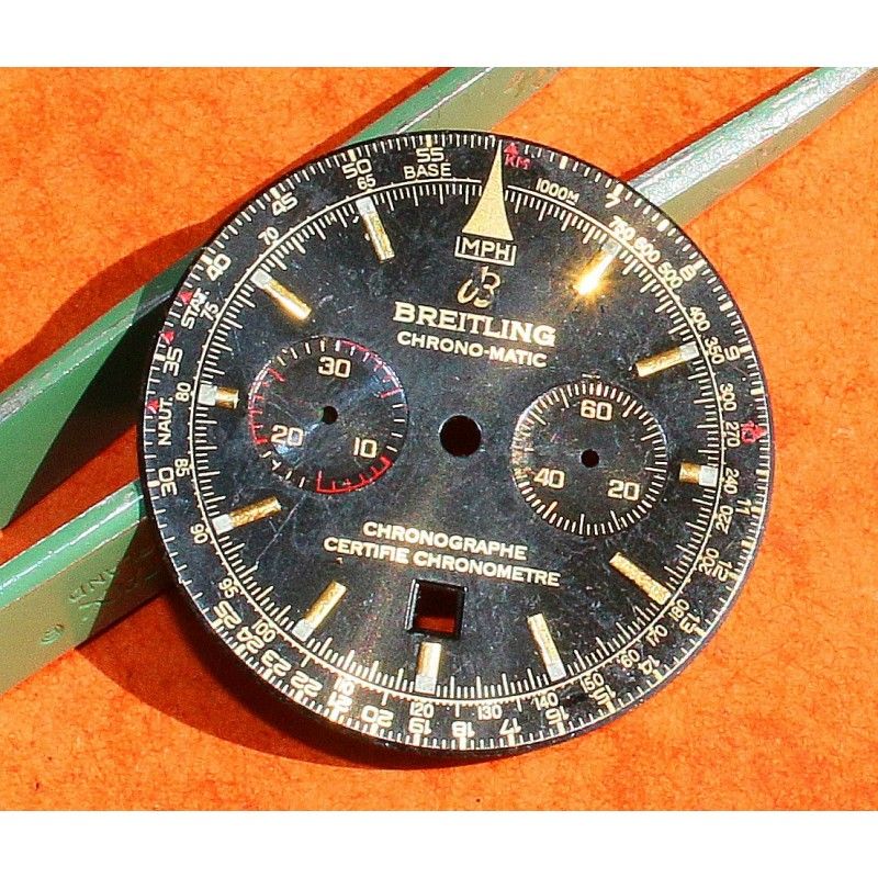 BREITLING BLACK NAVITIMER CHRONO-MATIC VINTAGE WATCH PART YELLOW GOLD DIAL ref K41350