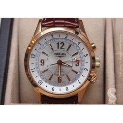 VULCAIN Rare preowned Cricket GMT Worldwide Silver watch Dial Ref. 100108.027