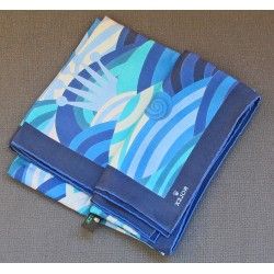 Genuine ROLEX Blue Silk Scarf Lenço Seda Schal Seide Seidentuch Sciarpa Seta 