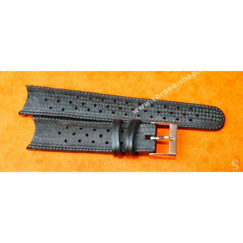Bracelet De Montre Tropic Sport Vintage Noir - Largeur 12mm - Suisse, Pour Style Sportif
