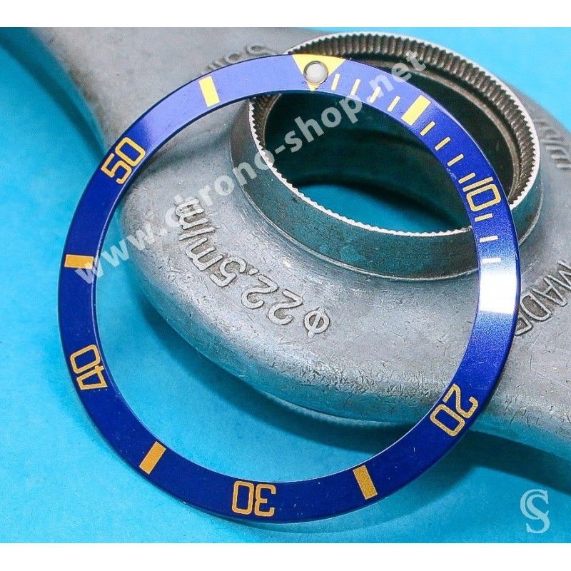 ROLEX INSERT LUNETTE BLEU BITONS MONTRES SUBMARINER DATE OR & ACIER 1680, 1680-8, PERLE LUMINOVA ref 315-1680-1