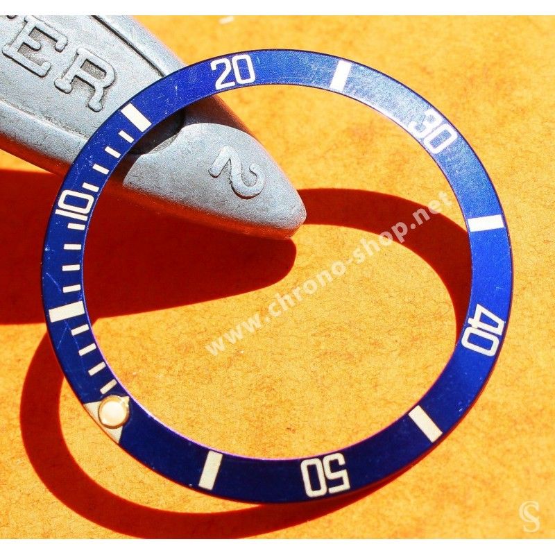 ROLEX RARE INSERT GRADUE LUNETTE BLEU ELECTRIQUE MONTRE SUBMARINER DATE 16613, 16618, 16803, 16808 PERLE TRITIUM